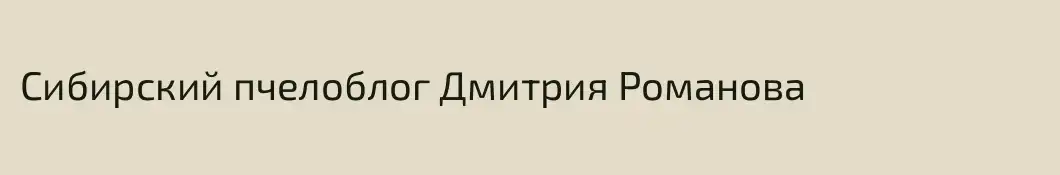 Сибирский пчелоблог Дмитрия Романова